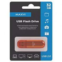 Флешка MAXVI P1 32GB orange, монолит с колпачком, ABS пластик, USB 2.0