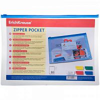 Папка-конверт на молнии Erich Krause "PVC Zip Pocket", B5, 180мкм, прозрачная