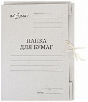 Папка с завязками INFORMAT А4 белый немелов. картон 280 г/м2