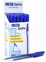 Ручка шариковая LINC StarLine 0,6мм, корпус прозрачный, синий