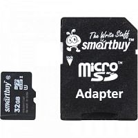 Карта памяти SmartBuy microSDHC Class 10 32GB + SD adapter