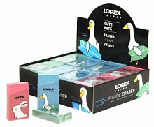 Ластик LOREX KIDS FIGURE CUTE PETS термопласт. резина 50х29х10 мм прямоуг. ассорти мягкий карт. держ