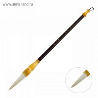 Кисть коза круглая для каллиграфии №1 ручка дерево в блистере 1716327