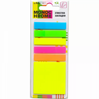 Закладки клейкие deVENTE MonoChrome 50х50мм + 50х10мм  5цв. 6х20л. пластиковые